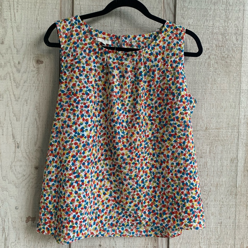 Talbots Outlet Petite Leaf Print Sleeveless Top